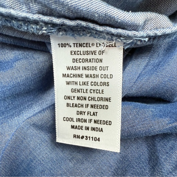 Crown & Ivy Shorts Womens XXL Ruffle Tassel Hem Pockets Elastic Waist Boho Blue - Picture 6 of 7